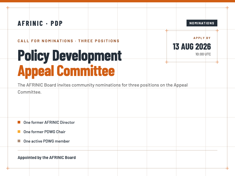 Call for Nominations: AFRINIC Policy Development Appeal Committee