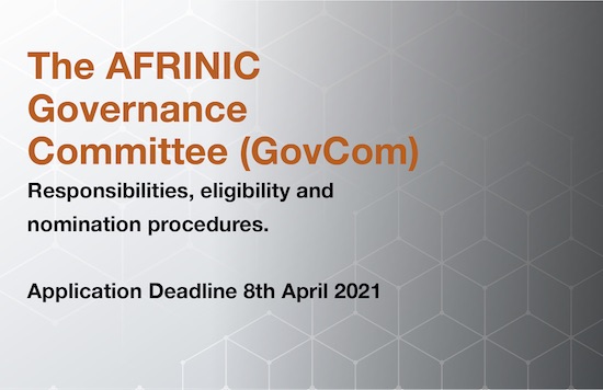 دعوة لتقديم الترشيحات - أعضاء لجنة حوكمة AFRINIC